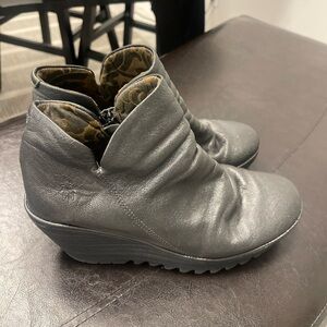 Fly London Yip Wedge Boots Women's 38 Leather Shoes